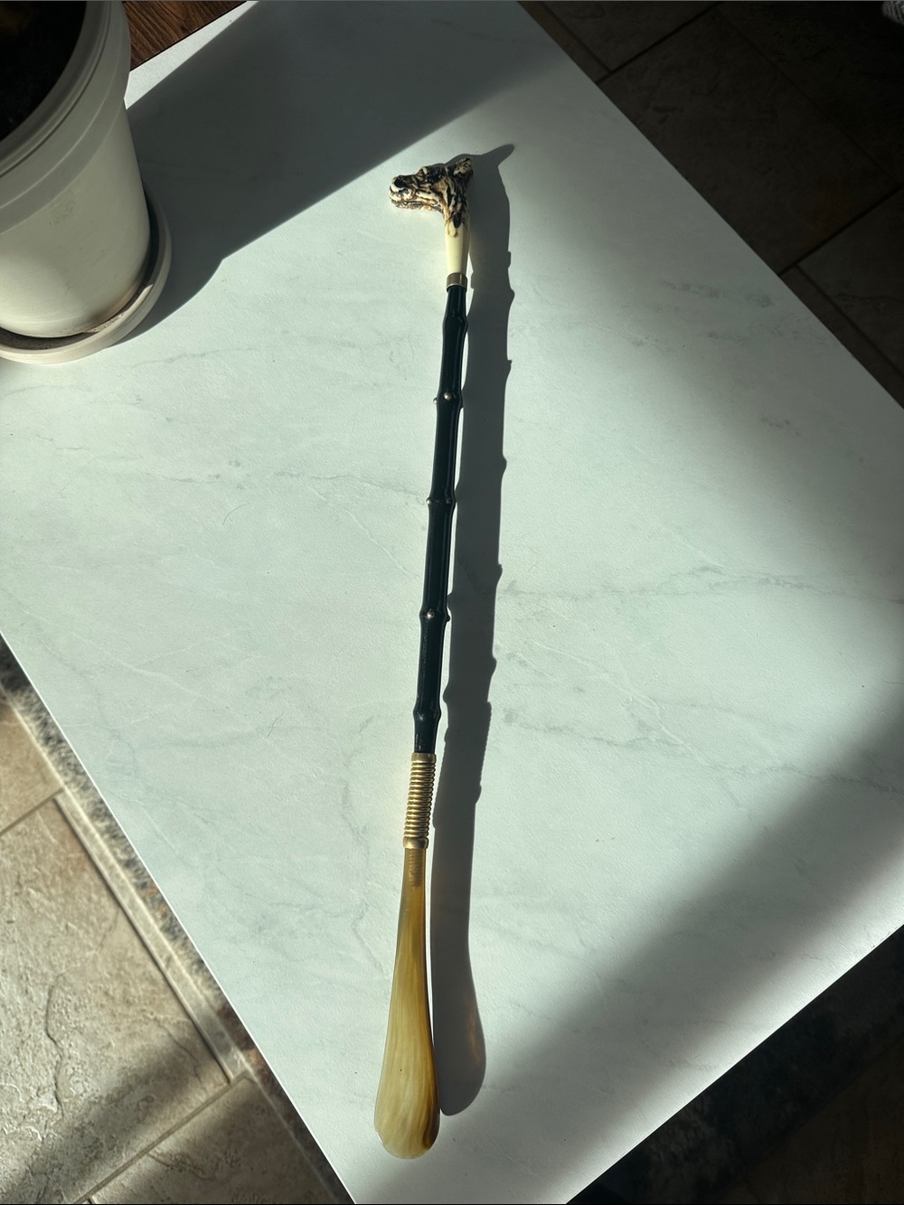 Made In Italy Original dog head Shoe Horn-Carved